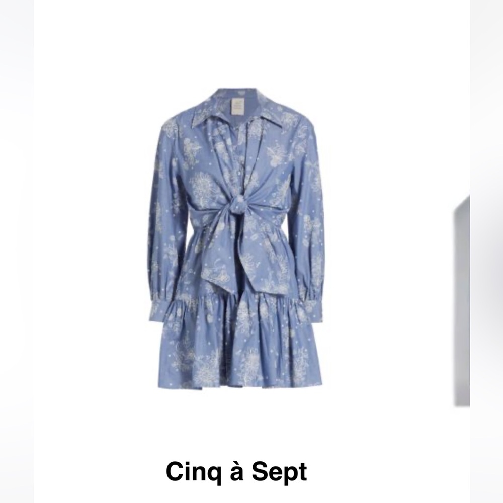 Cinq à Sept Blue Peplum Long Sleeve Dress